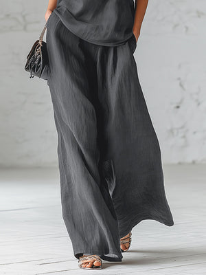 49% viscose, 34% polyester, 17% polyamide Care instructions: Machine wash cold two-piece set in charcoal with relaxed