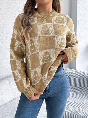 Black pullover sweater with hip-length and pullover