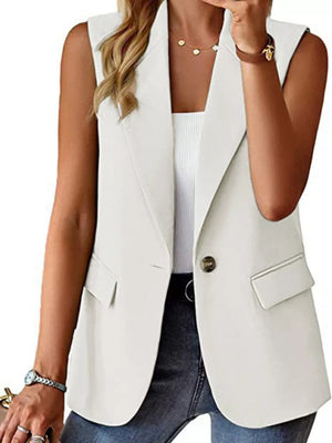 vest in Blue with notch lapel and sleeveless
