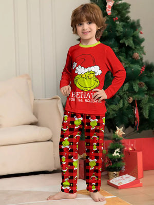 Mom pajama set with pullover, elastic and graphic print, plaid