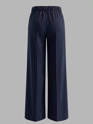 wide-leg pants featuring striped in Silver with 100% polyester Care instructions: Machine wash cold texture