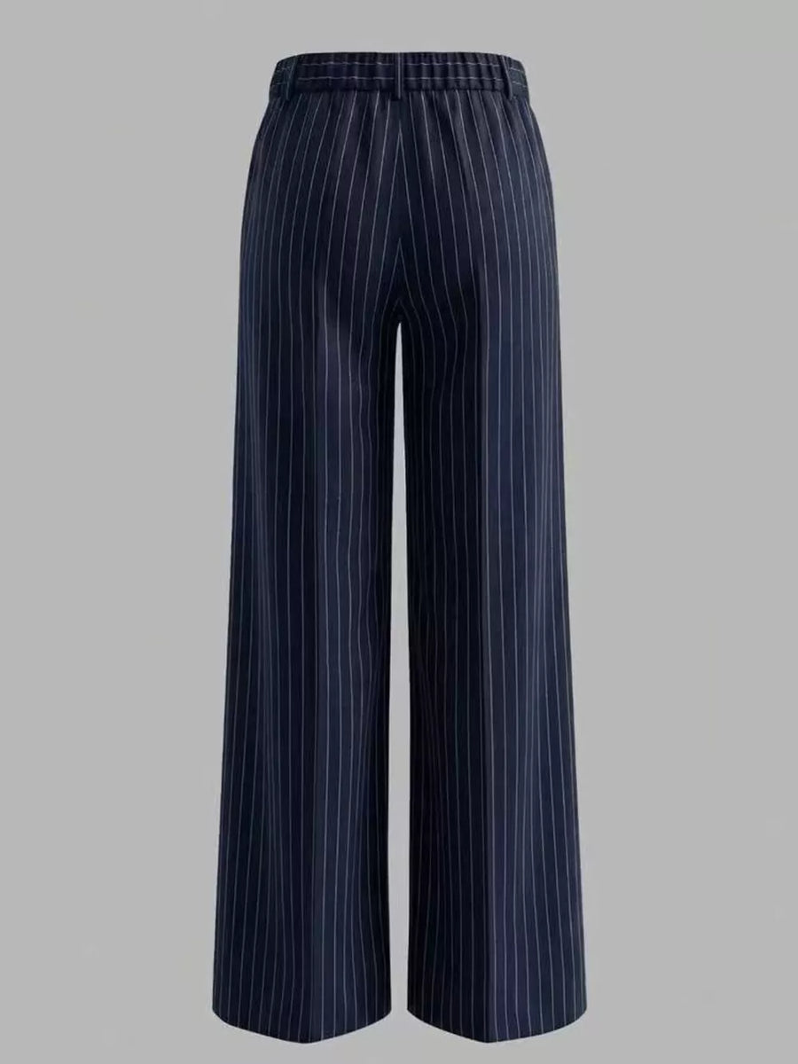 wide-leg pants featuring striped in Silver with 100% polyester Care instructions: Machine wash cold texture