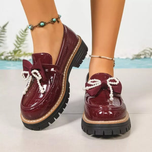 Round Toe Platform Loaferss in emerald green with round toe