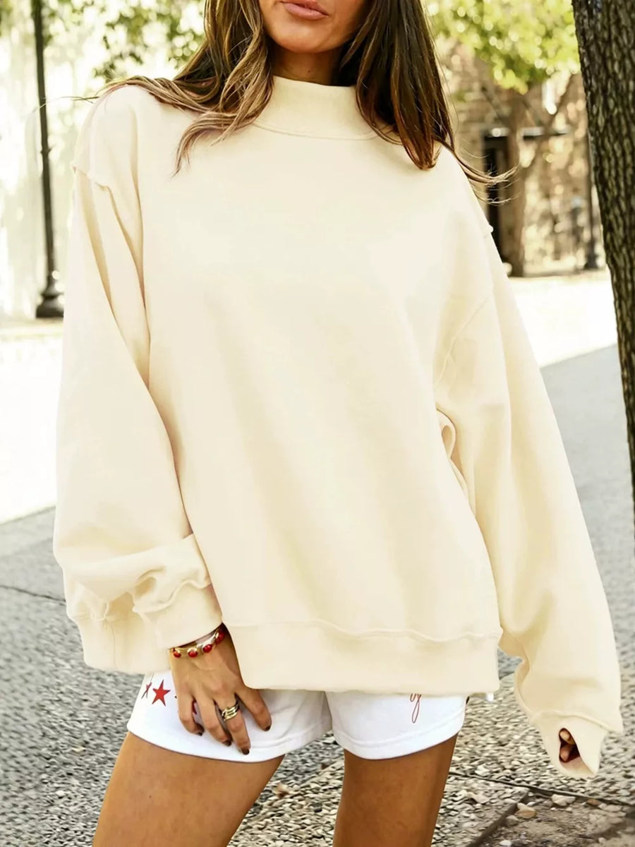 Deep Red sweatshirt with hip-length and pullover
