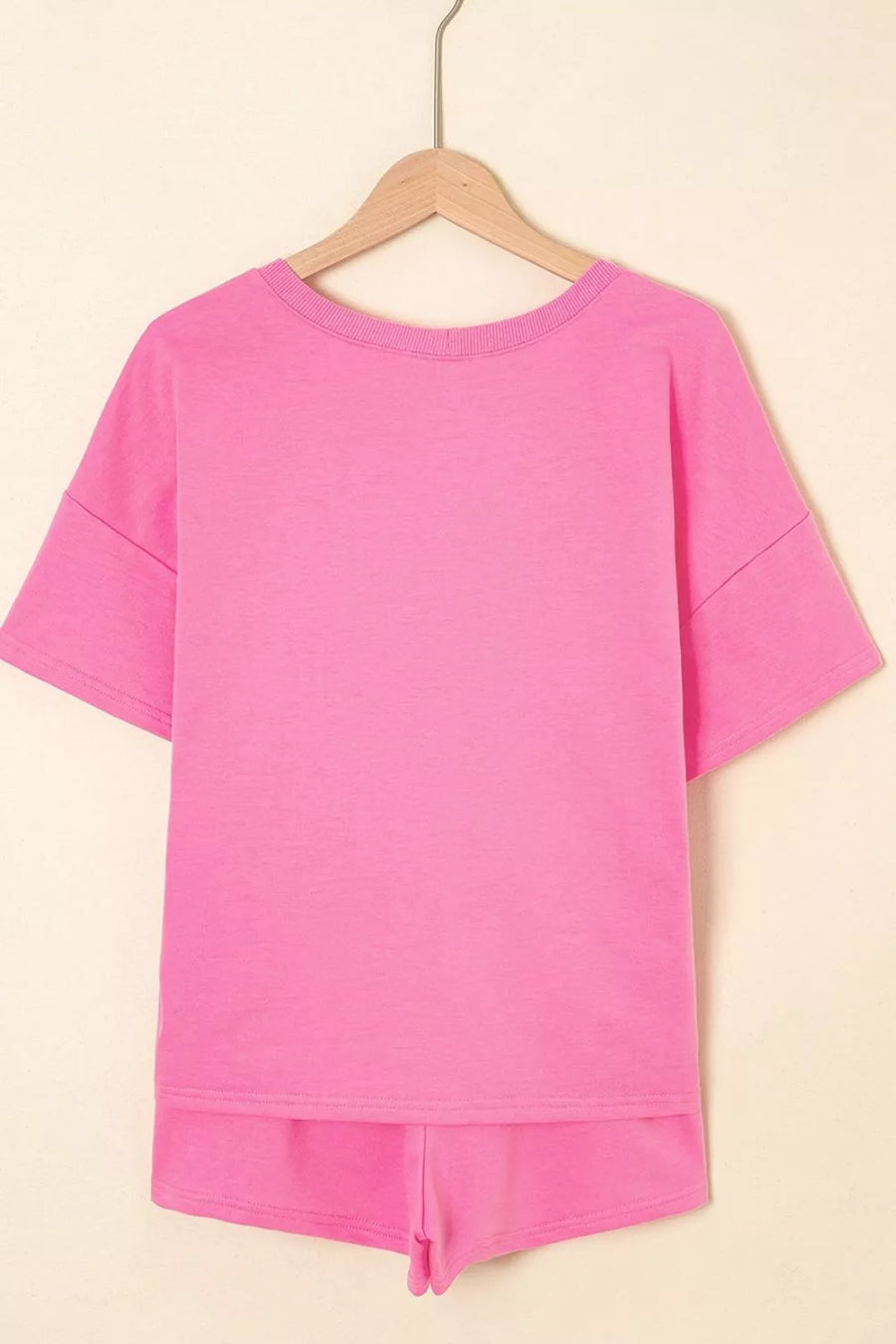 casual pajama set in Fuchsia Pink with v-neck