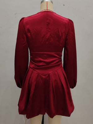 Red mini dress with mini and back-zip