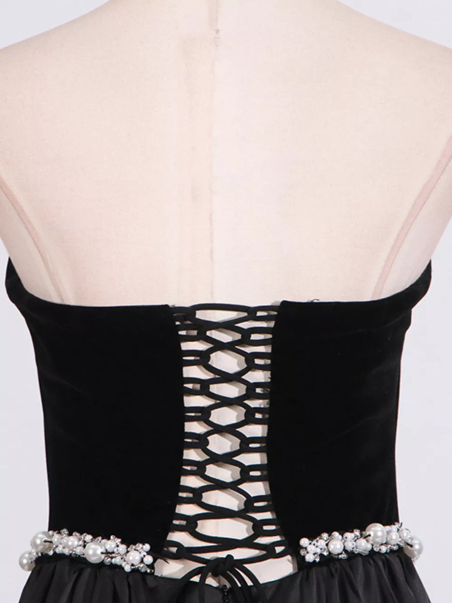 Lace Up Back Tube Maxi Dress option 5