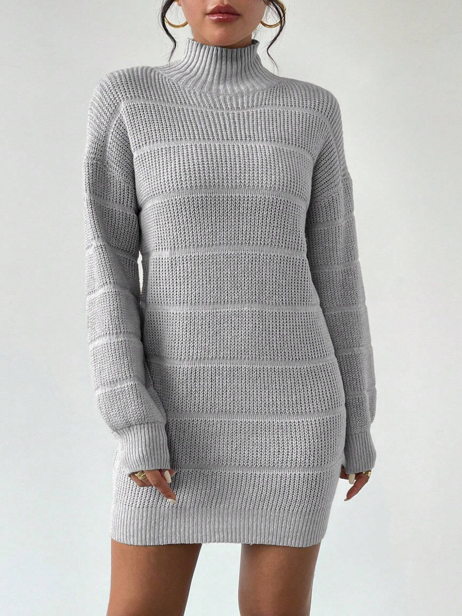 sweater dress in Apricot with ribbed and ribbed