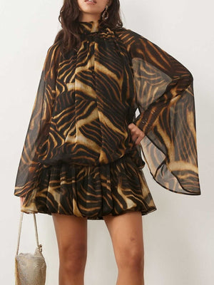 White mini dress with layered and bell sleeve
