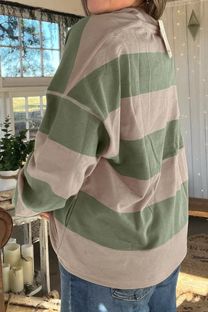 Stripe Half Zipped Casual Sweatshirt in this colorway