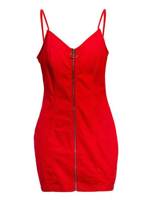 Black bodycon dress with seam detail and spaghetti strap