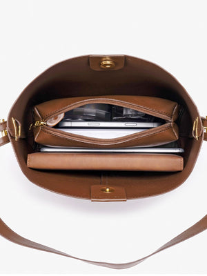 Medium Adjustable Strap Shoulder Bag in Apricot with adjustable straps