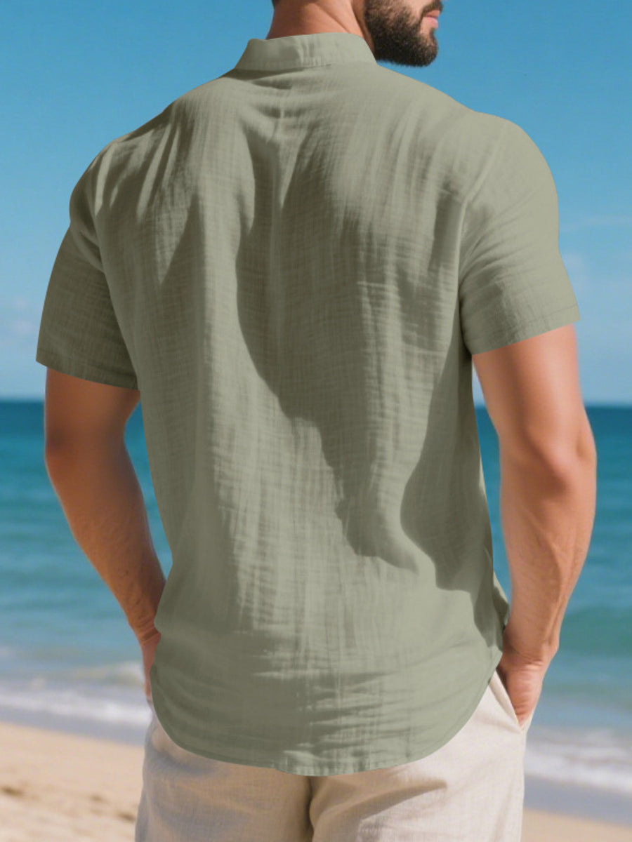 Black Sophisticated Casual Short-sleeve Shirt For Men