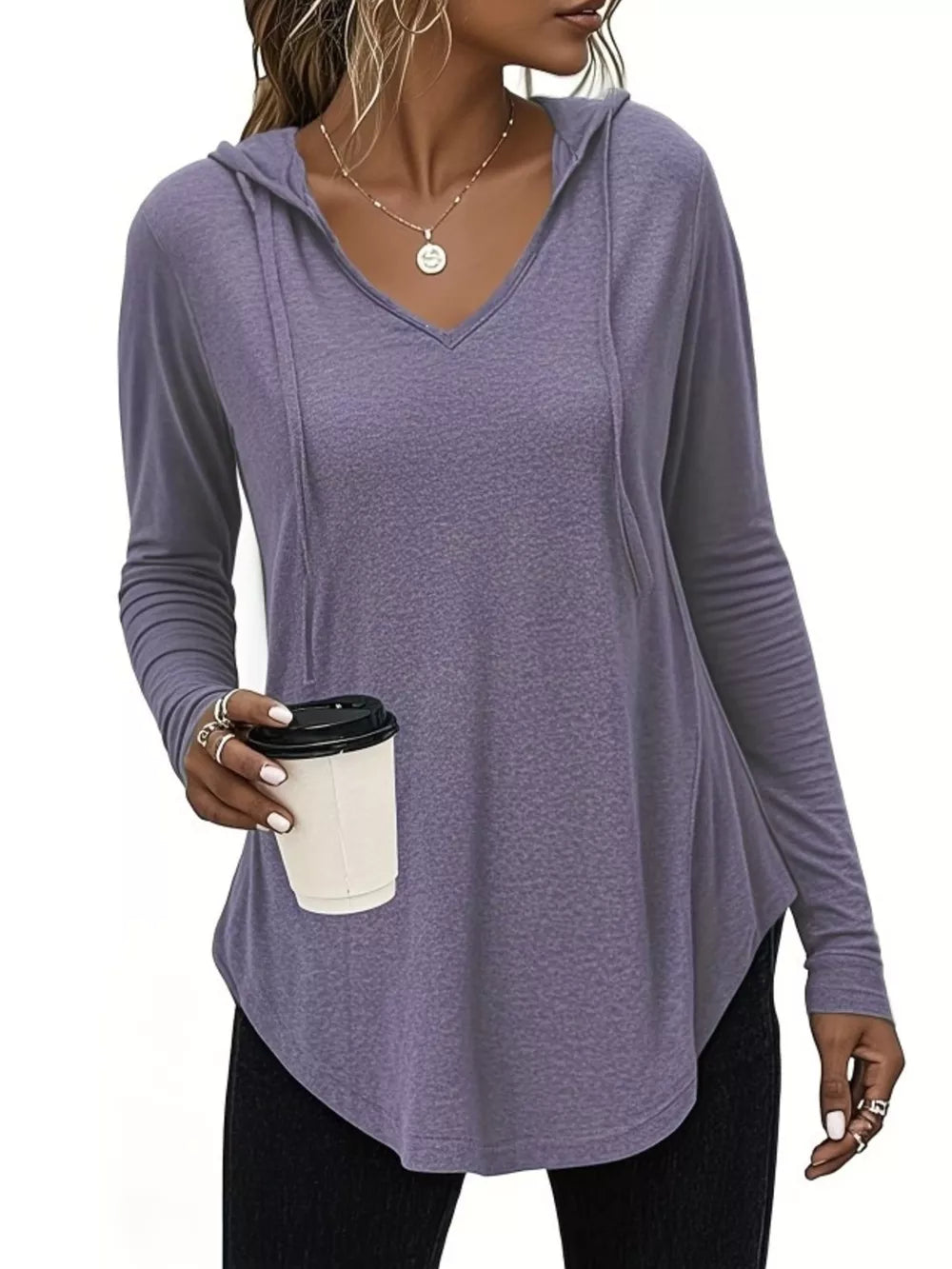 Black pullover hoodie with plus-size and long sleeve