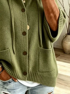 100% polyester Care instructions: Machine wash cold cardigan in Army Green with relaxed silhouette