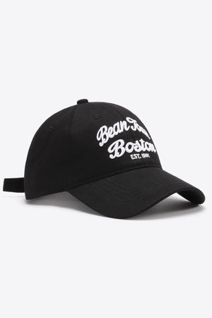 Black baseball cap with white embroidered "Bean Boston Est. 1981" script