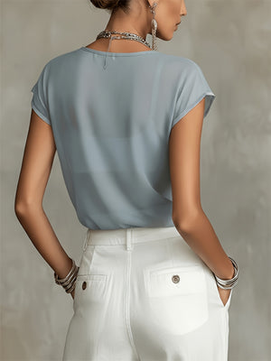 100% polyester Care instructions: Machine wash cold blouse in Air Force Blue with regular silhouette