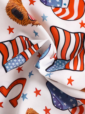 Toddler patriotic print shirt with American flag and stars pattern.