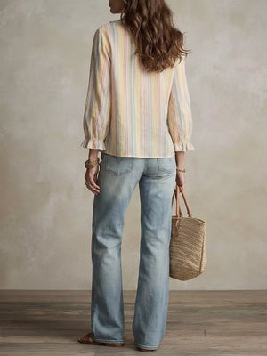 Pastel Yellow blouse with hip-length and pullover