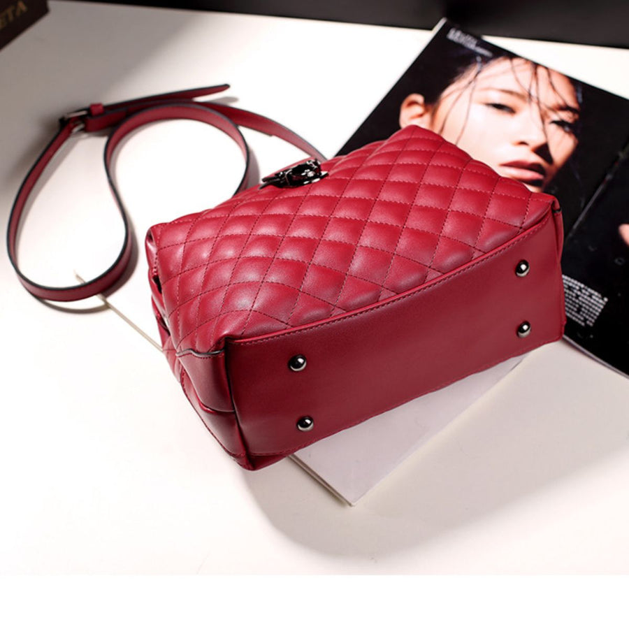 PU Leather Imported Size &amp crossbody bag in Sapphire Blue with structured silhouette