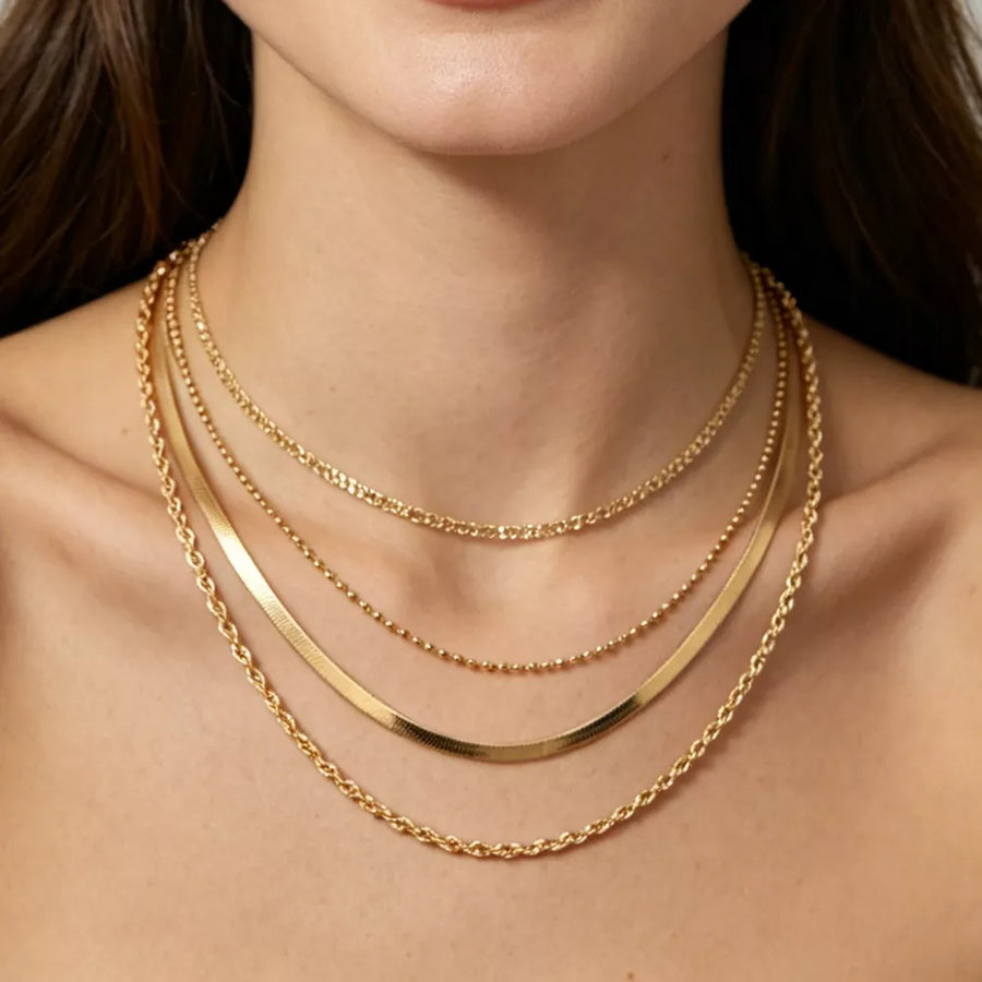 Layered 18k Gold-plated Chain Necklace in Gold