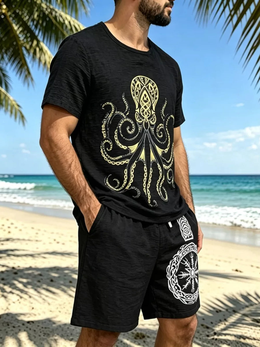 Men S Full Size Round Neck Tee And in White