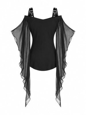 Black fitted peplum top with sweetheart