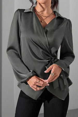 Black fitted blouse with collared
