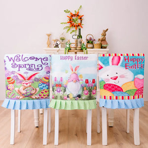 Easter bunny chair covers with ruffles and spring/Easter prints