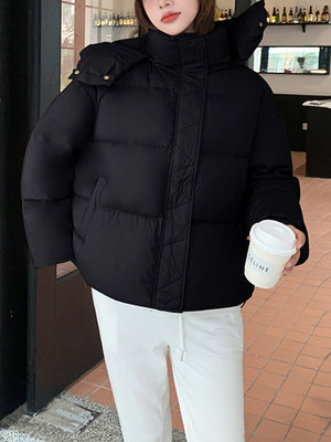 puffer jacket in black featuring thermal and relaxed fit