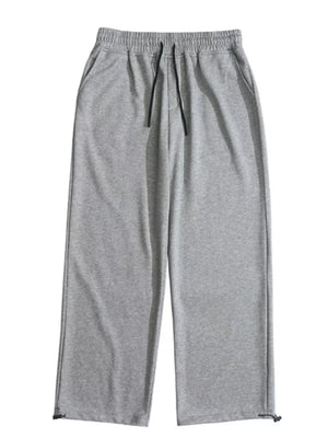 White Men's Drawstring Wide Leg Pants