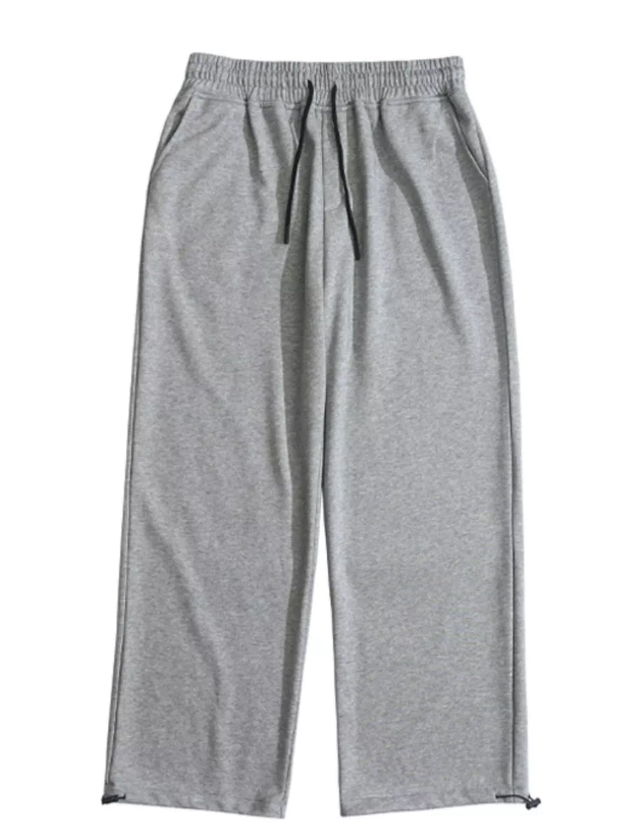 White Men's Drawstring Wide Leg Pants