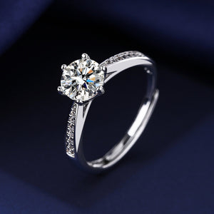ring in silver featuring moissanite stone and ring fit