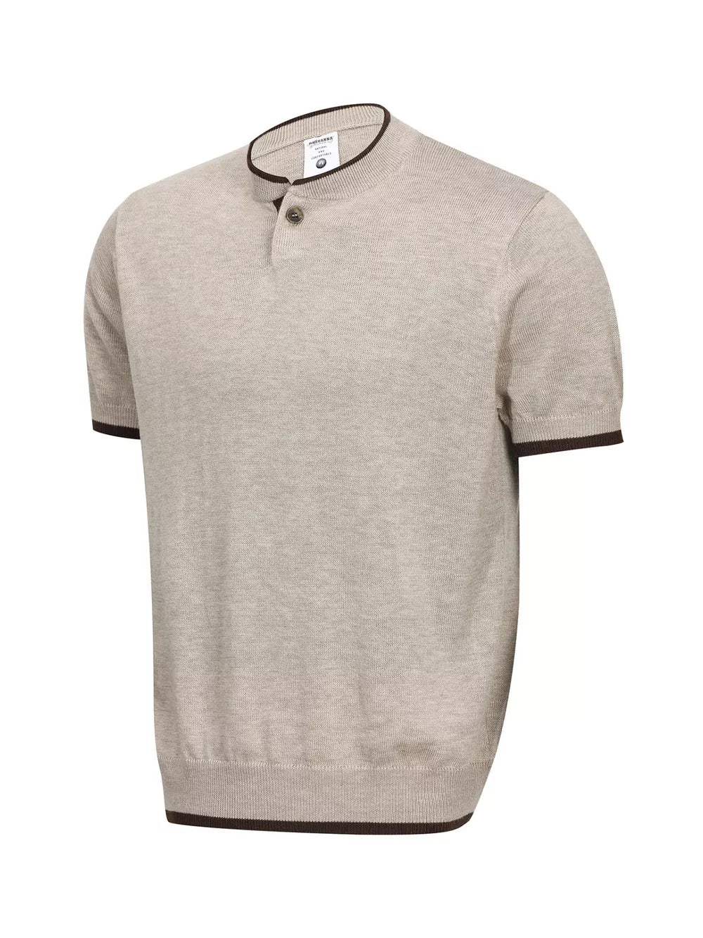 Men's Short Sleeve Collar Knit Top in Grey