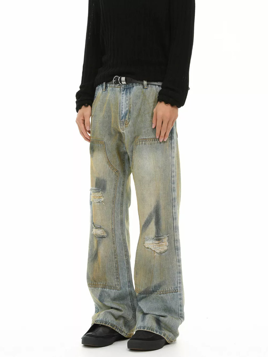 84 jeans in tan with loose silhouette