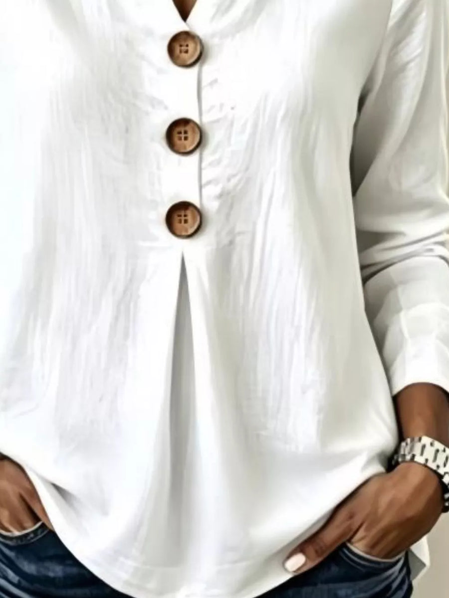 100% polyester Care instructions: Machine wash cold blouse in White with relaxed silhouette