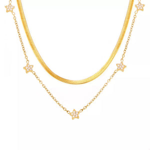 necklace in white with layered and collar length
