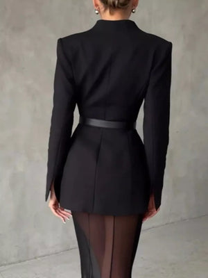 White slim blazer with collared