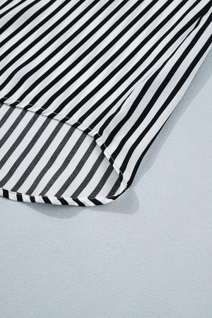 Striped Half Sleeve Button-up Shirt option 9
