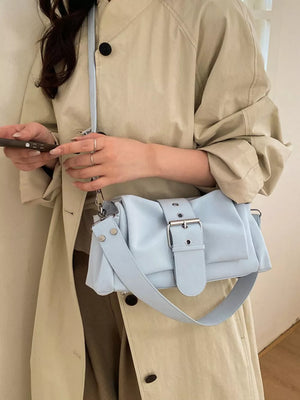 Blue Buckle Detail Crossbody Bag