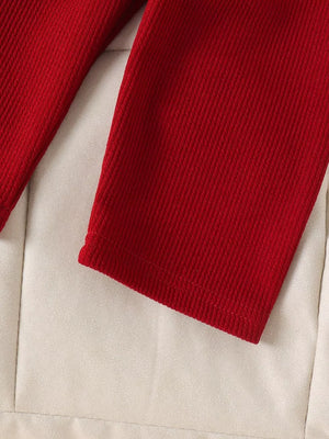 Red Children's Ribbed Bow Tank Top And Pants Set
