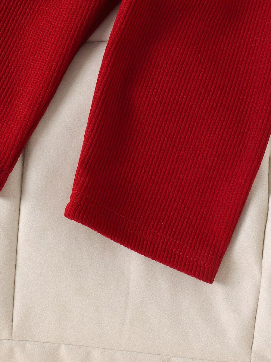 Red Children's Ribbed Bow Tank Top And Pants Set