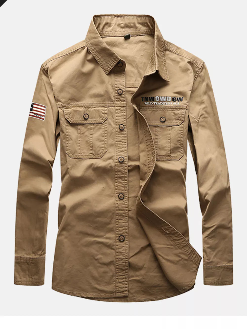 Men's Plus Size Long Sleeve Shirt in Army Green