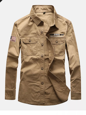 Men's Plus Size Long Sleeve Shirt in Army Green