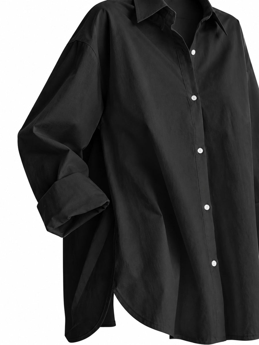 button-down shirt in Pink with high-low hem and tunic-length