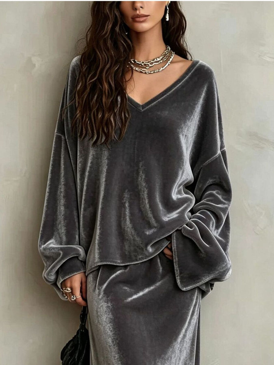 blouse in Beige with two-piece set and hip-length
