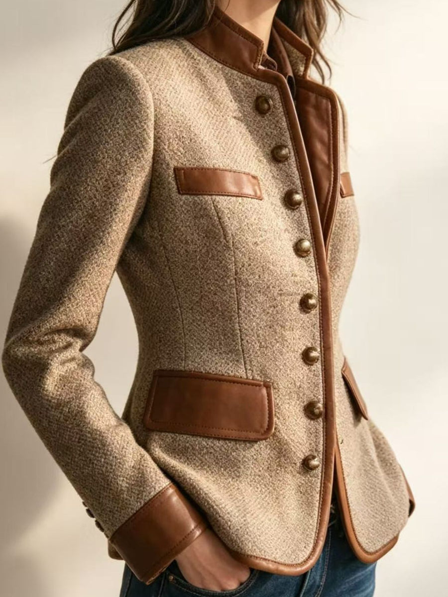 100% polyester Care instructions: Machine wash cold blazer in Camel with fitted silhouette