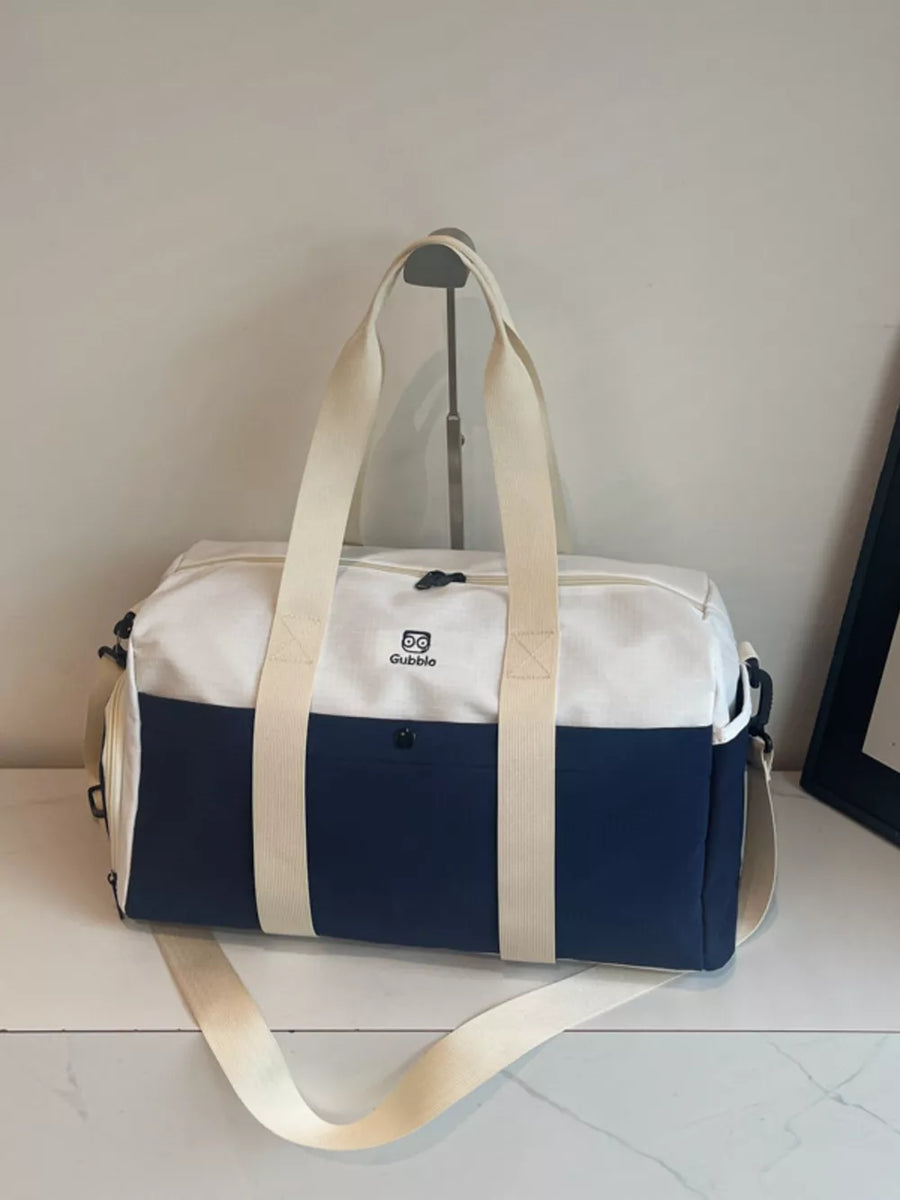 Black With Blue Two-tone Medium Nylon Duffle Bag
