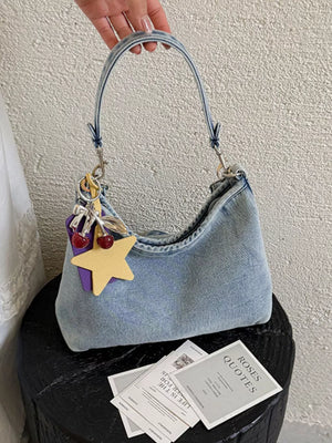 Star Charm Denim Shoulder Bag option 9