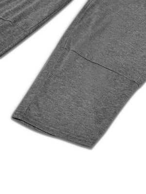 Dark gray knit lounge pants with a comfortable crew neck and detailed seam.